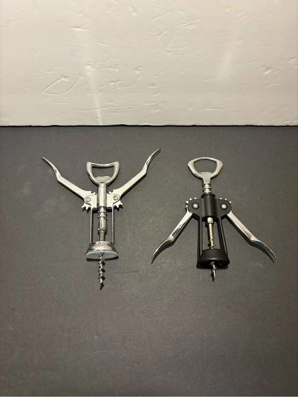 Vintage Italian Style Lot of 2 Metal Winged Corkscrews Wine Bottle Openers